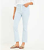 Button Front High Rise Kick Crop Jeans in Blue Railroad Stripe carousel Product Image 1