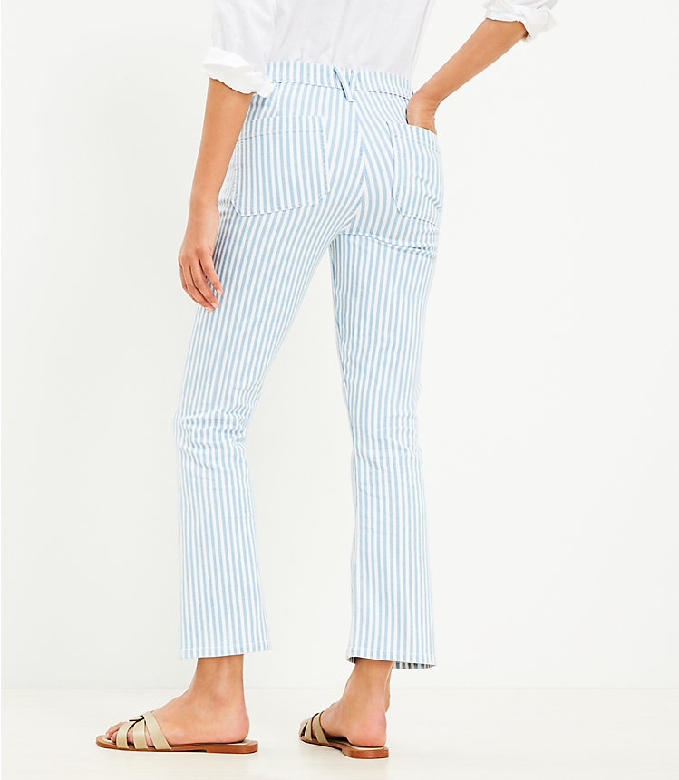 Button Front High Rise Kick Crop Jeans in Blue Railroad Stripe image number 2
