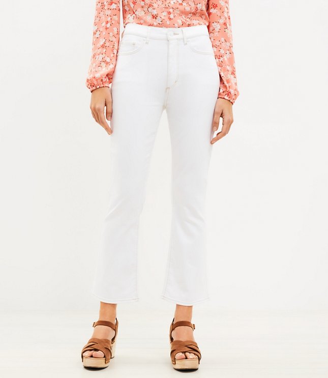 High Rise Kick Crop Jeans in White