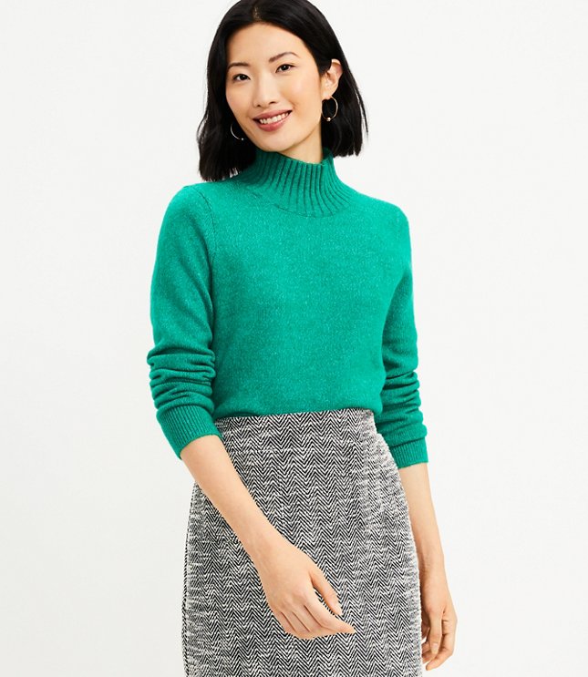 로프트 LOFT Turtleneck Sweater,Glowing Jade