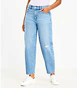 High Rise Barrel Jeans in Light Mid Indigo Wash carousel Product Image 1
