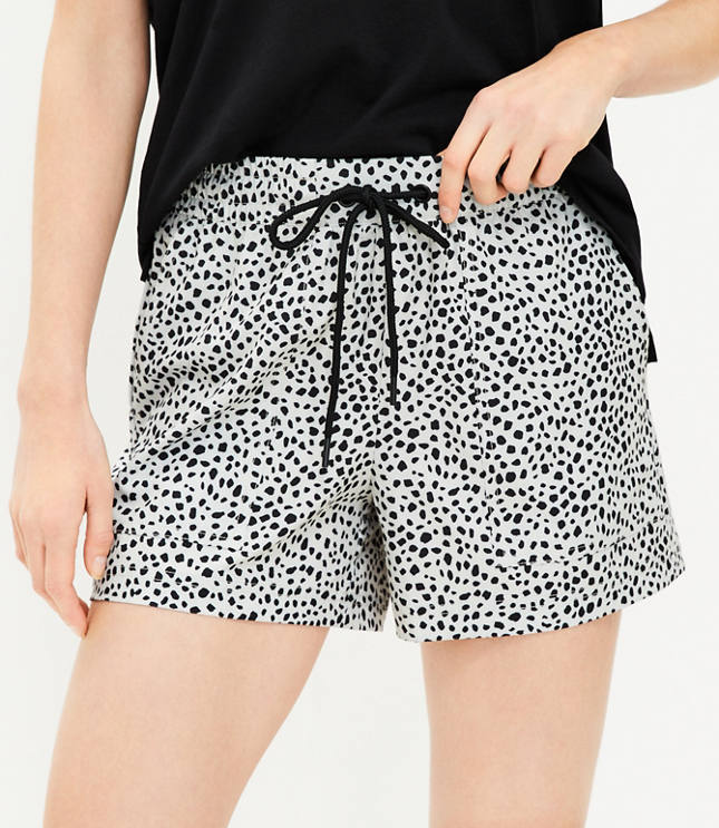 Wide-Leg Leopard-Print Shell Drawstring Shorts