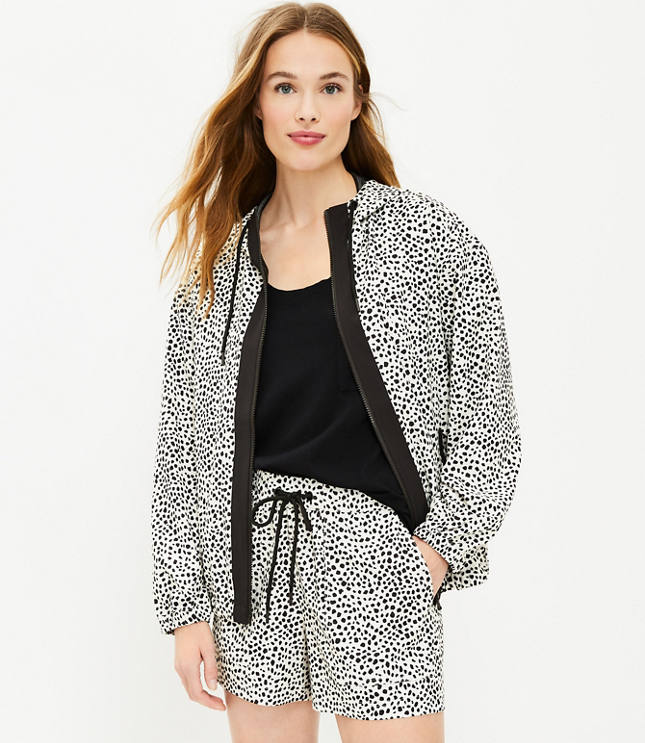 Women's Black Print Bomber Jacket, White Turtleneck, Black Leather