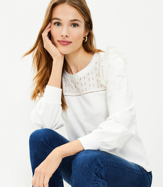 J crew eyelet outlet sweatshirt