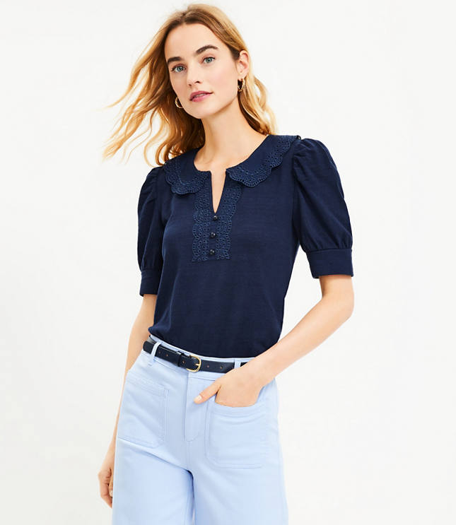 Loft store eyelet top