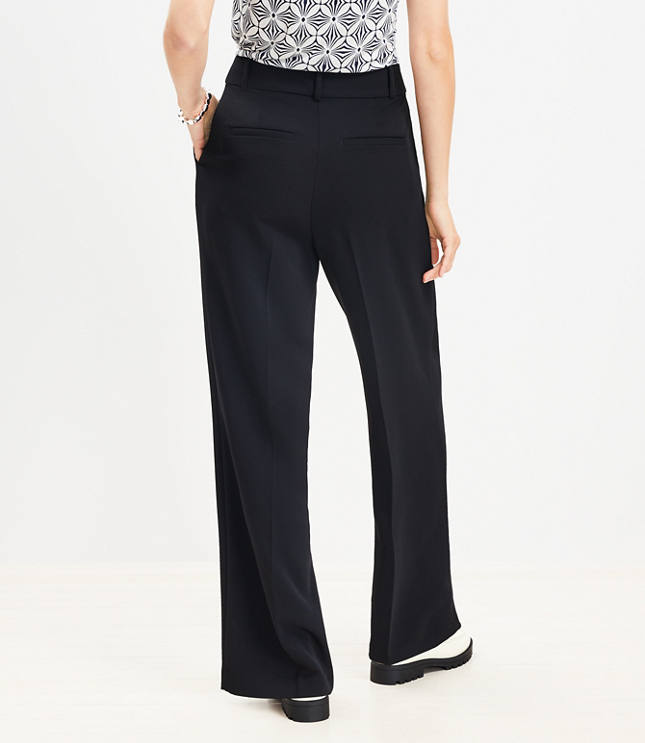 Basics High Waisted Crepe Wide Leg Pants