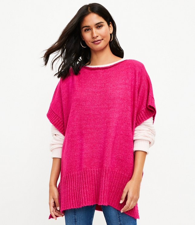 Striped Modern Poncho - Snowy White