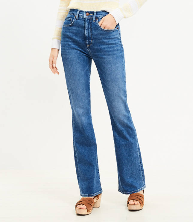 High Rise Slim Flare Jeans in Refined Mid Indigo Wash