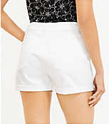 Mid Rise Fresh Cut Cuffed Denim Shorts in White carousel Product Image 3