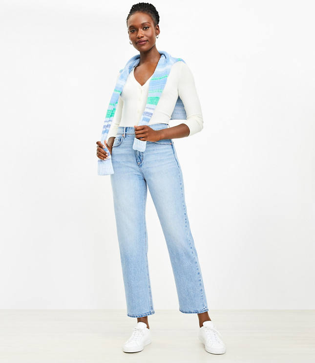 Indigo high-rise straight-leg jean