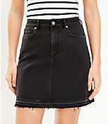 Unpicked Hem Denim Skirt in Classic Black Wash carousel Product Image 2