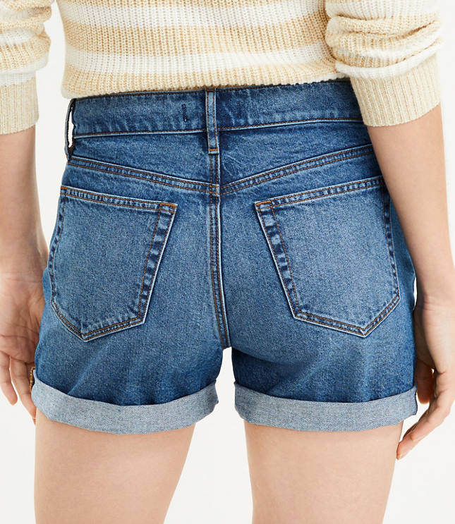 Mid Rise Shorts Roll Indigo Staple in Dark Wash Denim