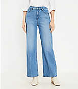 High Rise Wide Leg Jeans in Authentic Mid Indigo Wash carousel Product Image 1