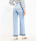 Unpicked Hem High Rise Wide Leg Jeans in Authentic Light Indigo Wash carousel Product Image 3