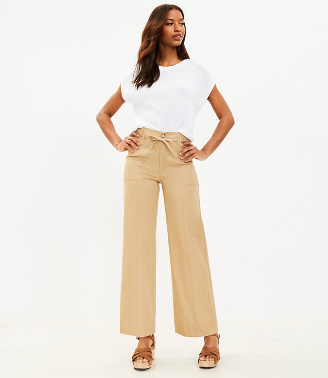 Piping High Waist Pants - Yellow