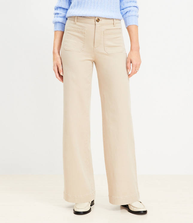 Wide-leg Twill Pants