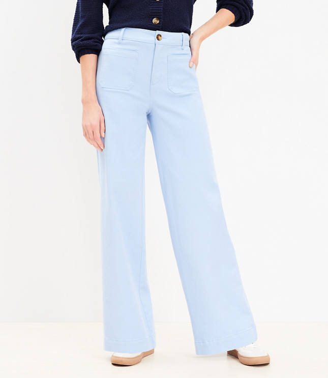 Wide-leg Twill Pants