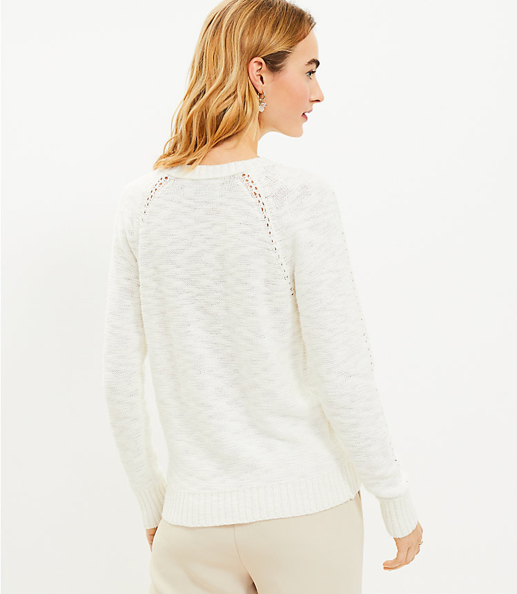 Pointelle Raglan Sleeve Sweater image number 2