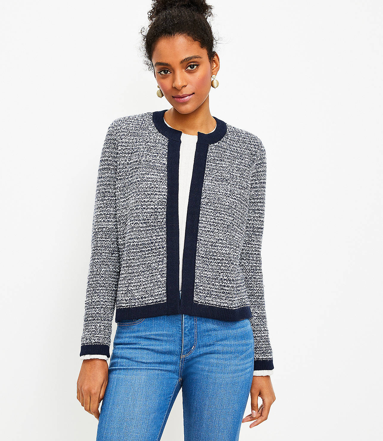 Tweed Open Sweater Jacket