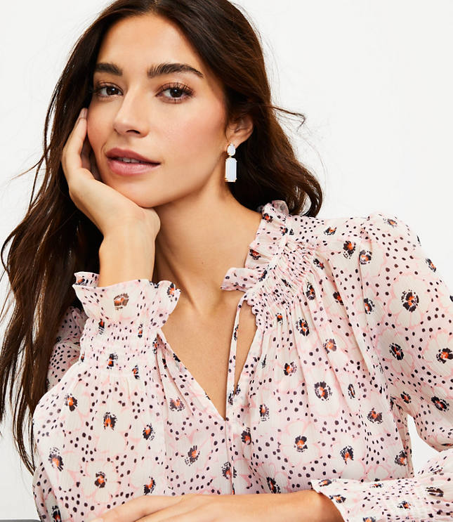 Daisy Ruffle Tie Neck Blouse