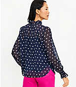 Dotted Ruffle Tie Neck Blouse carousel Product Image 3