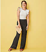 Fluid Wide Leg Pants in Striped Crepe carousel Product Image 3