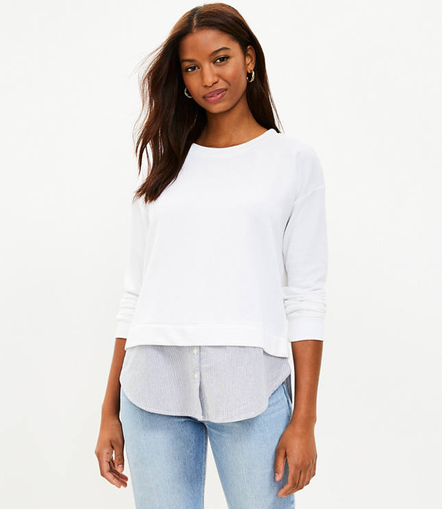 Layered Mixed Media Sweatshirt