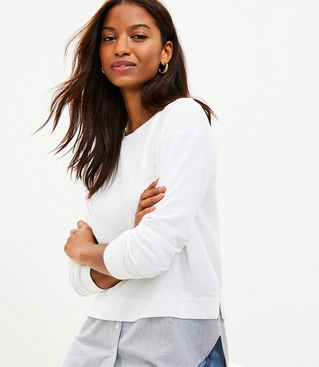 Layered Mixed Media Sweatshirt