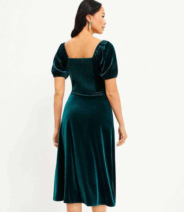 Petite Velvet Square Neck Midi Dress