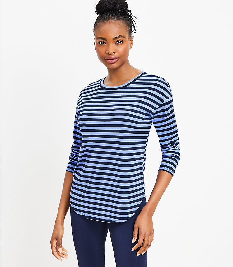 Lou & Grey Stripe Ribbed Signaturesoft Jersey Shirttail Top image number 0