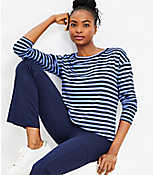 Lou & Grey Stripe Ribbed Signaturesoft Jersey Shirttail Top carousel Product Image 2