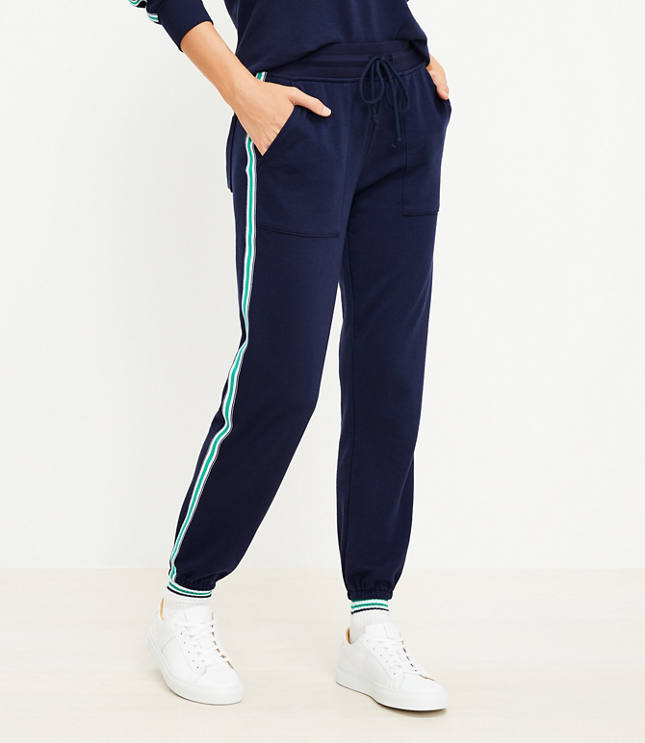 Women's Grey Athleisure Joggers with Side Strip