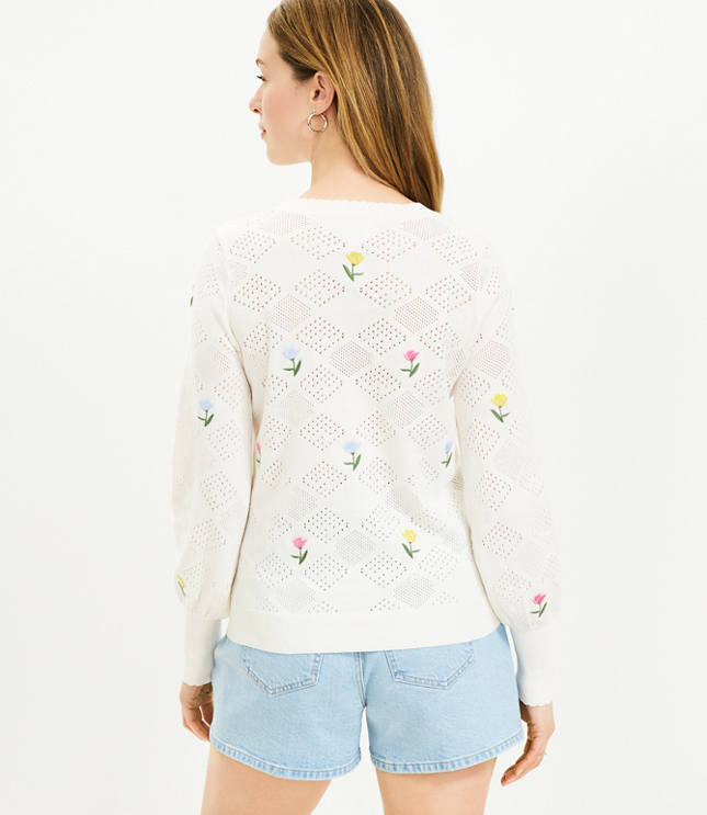Floral Draped Sleeve Sweater