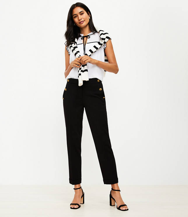 Tall Devin Tie Waist Slim Pants in Twill - Almondine