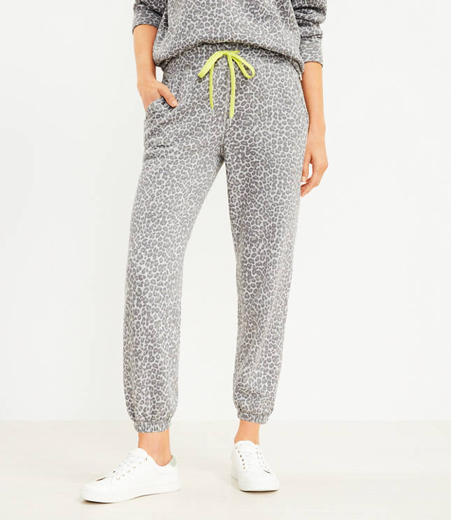 Grey leopard joggers hot sale