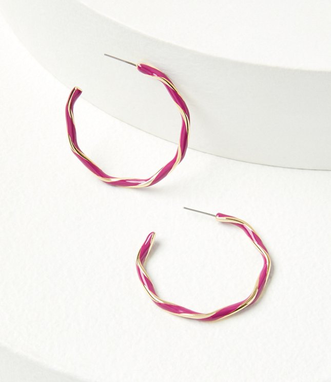 Twisted Enamel Hoop Earrings