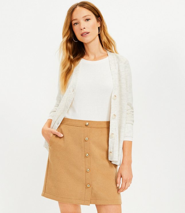 Petite Wooly Button Pocket Skirt