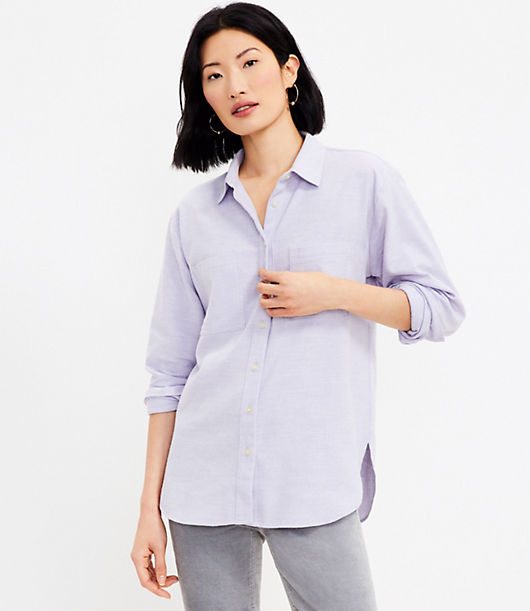Loft Petite Flecked Flannel Everyday Tunic Shirt