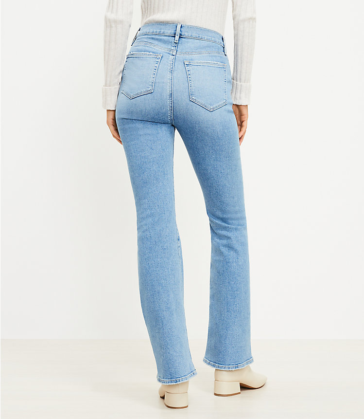 Petite High Rise Slim Flare Jeans in Bright Indigo Wash image number 2