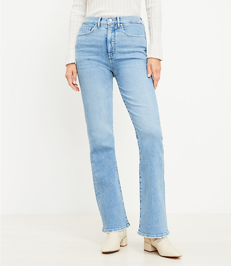 Curvy High Rise Slim Flare Jeans in Bright Indigo Wash image number null