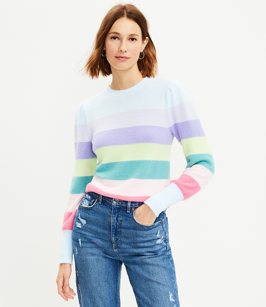 Stripe Draped Sleeve Sweater
