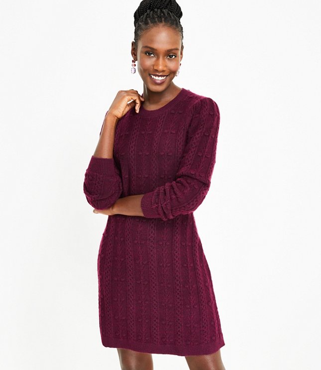 Petite Bow Back Cable Sweater Dress