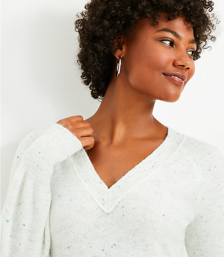 Flecked Relaxed V-Neck Sweater image number 1