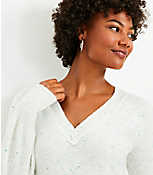 Flecked Relaxed V-Neck Sweater carousel Product Image 2