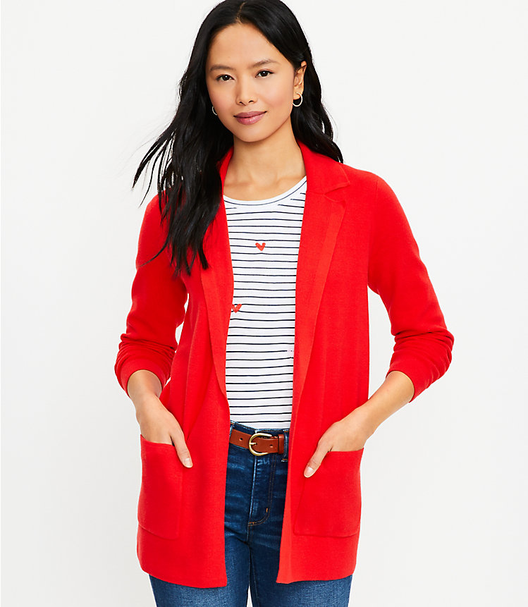 Petite Open Sweater Blazer image number null