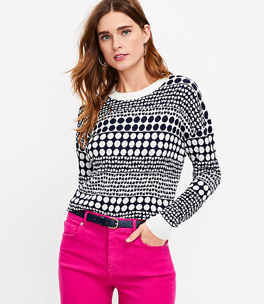 Loft Petite Heart Dot Sweater