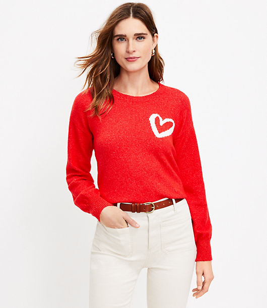 Loft Petite Heart Draped Sleeve Sweater