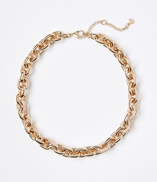 Loft Pave Chunky Chain Link Necklace