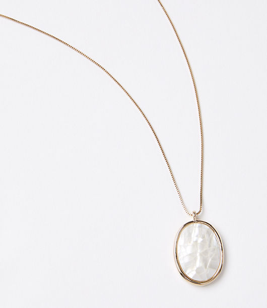 Loft Crackled Mother Of Pearl Pendant Necklace
