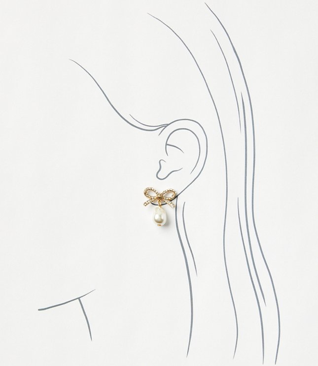 Pearlized Bow Drop Earrings